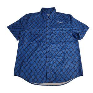 Silver Bait Fishing Shirt Button Up Short Sleeve Blue Vented Mens Large NEW NWOT